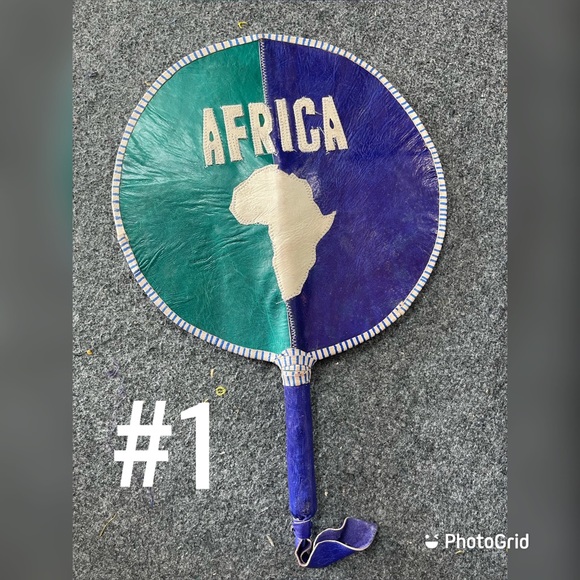 Real leather African hand fan - Picture 3 of 7